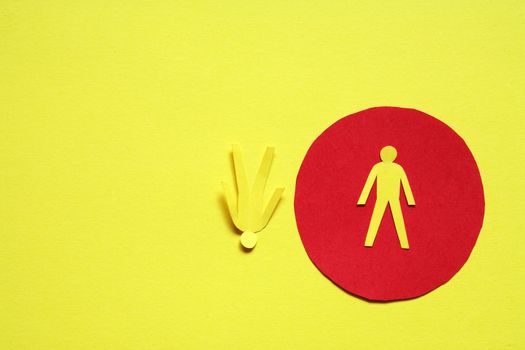 Connection concept. Two men made from yellow paper standing against one opposite another