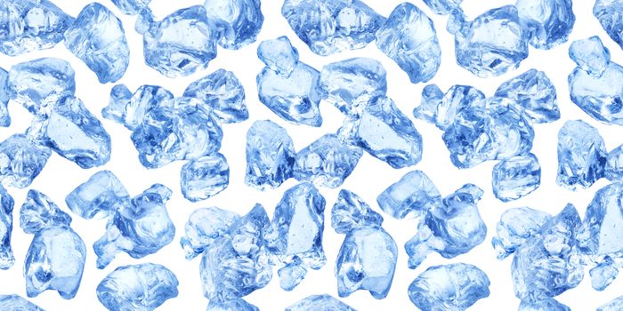 Seamless pattern of natural ice isolated on white background with clipping path