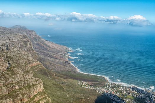 Bakoven and the Twelve Apostles in Cape Town as seen from the upper cable station on Table Mountain