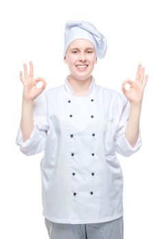 everything is OK - chef shooting on a white background, hand gestures