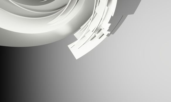 Abstract Architecture Background. White Circular Abstract Objects. 3d Illustration