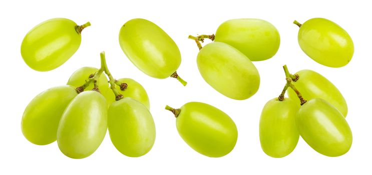 Green grape isolated on white background with clipping path