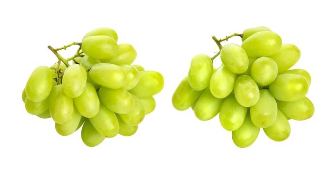 Green grape bunch isolated on white background with clipping path