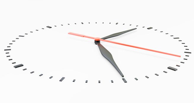 Clock face. Perspective view. Isolated on white background. 3D illustration