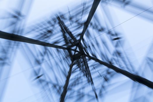 Abstract blur of inside of a high voltage electricity pole