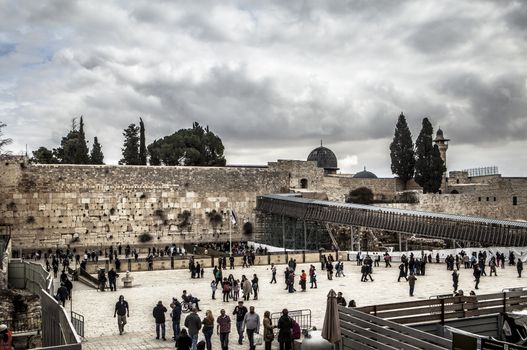 Jerusalem jestern wall with cloudy skyes