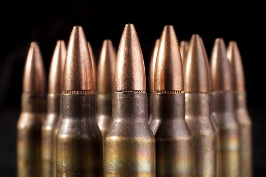 Bullets closeup on black backgrounds