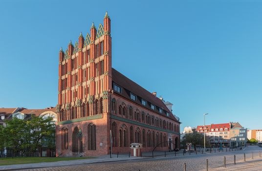 Morning view on the old town hall in Szczecin city, Poland