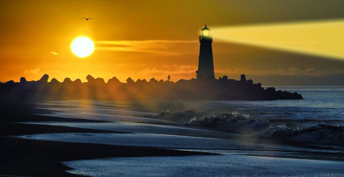 Lighthouse on Santa Cruz Shore