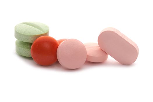 heap of pills isolated on a white background