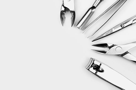 Tools of a manicure set on a white background 