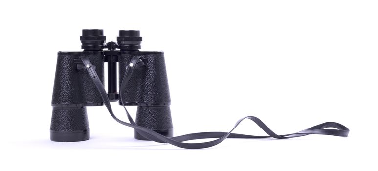 Vintage binoculars isolated, isolated on a white background
