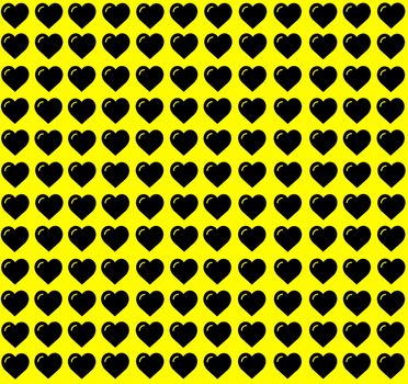 Black Heart Shape on Yellow Background. Hearts Dot Design. Can be used for Illustration purpose, background, website, businesses, presentations, Product Promotions etc.