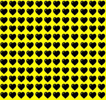 Black Heart Shape on Yellow Background. Hearts Dot Design. Can be used for Illustration purpose, background, website, businesses, presentations, Product Promotions etc.