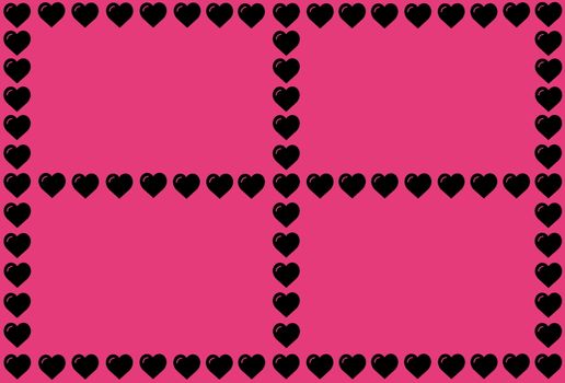 Black Heart Shape on Pink Background. Hearts Dot Design. Can be used for Articles, Printing, Illustration purpose, background, website, businesses, presentations, Product Promotions etc.