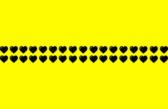 Black Heart Shape on Yellow Background. Hearts Dot Design. Can be used for Illustration purpose, background, website, businesses, presentations, Product Promotions etc.