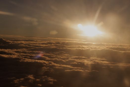 Early morning ornage color sunrise above cloudy sky