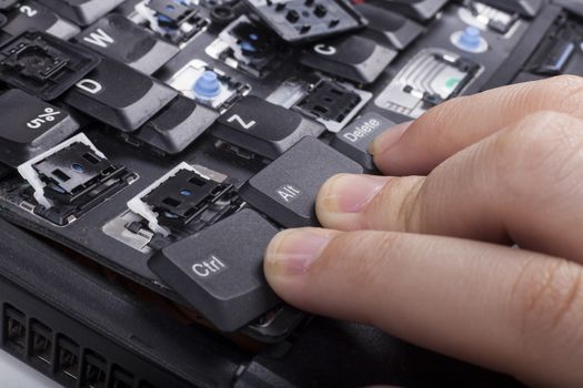 Fingers on alt crtl delete keys on broken laptop keyboard