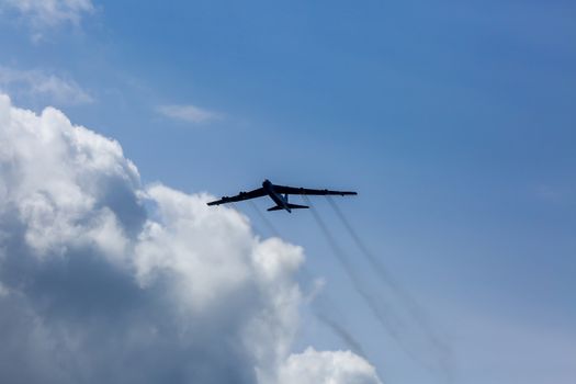 Bomber B-52. B-52 Stratofortress. International Military Training "Saber Strike 2017", Adazi, Latvia, from 3 to 15 June 2017. US Army Europe-led annual International military exercise Saber Strike Field Training Exercise in Latvia.