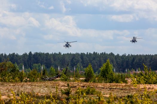 UH-60 Blackhawk and Apache. International Military Training "Saber Strike 2017", Adazi, Latvia, from 3 to 15 June 2017. US Army Europe-led annual International military exercise Saber Strike Field Training Exercise in Latvia.