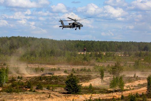UH-60 Blackhawk and Apache. International Military Training "Saber Strike 2017", Adazi, Latvia, from 3 to 15 June 2017. US Army Europe-led annual International military exercise Saber Strike Field Training Exercise in Latvia.