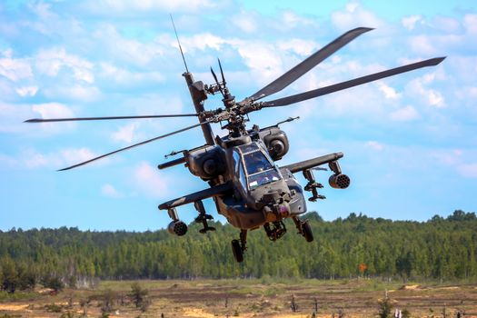 UH-60 Blackhawk and Apache. International Military Training "Saber Strike 2017", Adazi, Latvia, from 3 to 15 June 2017. US Army Europe-led annual International military exercise Saber Strike Field Training Exercise in Latvia.