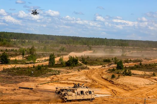 NATO soldiers. International Military Training "Saber Strike 2017", Adazi, Latvia, from 3 to 15 June 2017. US Army Europe-led annual International military exercise Saber Strike Field Training Exercise in Latvia.
