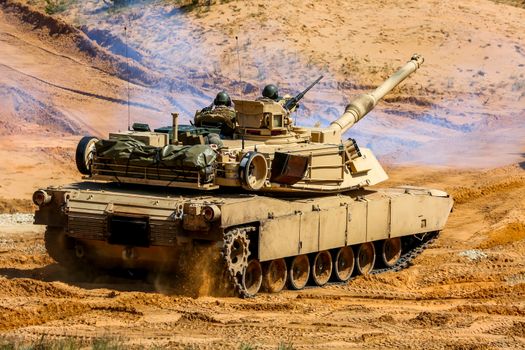 Tanks Abrams in Latvia. International Military Training "Saber Strike 2017", Adazi, Latvia, from 3 to 15 June 2017. US Army Europe-led annual International military exercise Saber Strike Field Training Exercise in Latvia.