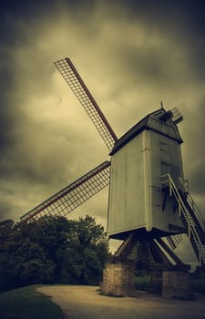 Old mill in Bruges, detail of windmill, world heritage site