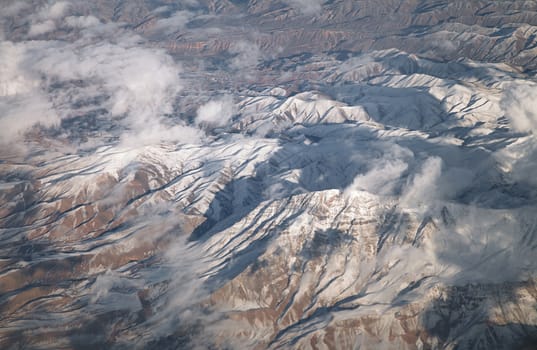 Mountain in Middle East, view from airplane
