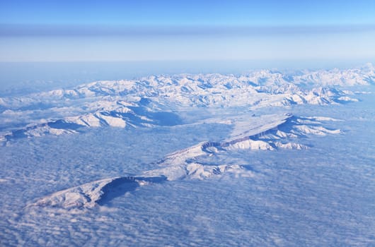 Mountain in Middle East, view from airplane