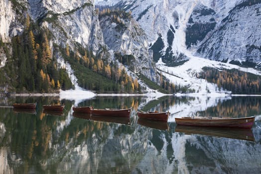 lago di Braies in Dolomites mountains, Sudtirol, Italy