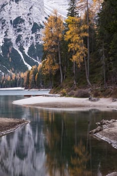 lago di Braies in Dolomites mountains, Sudtirol, Italy