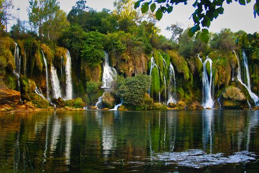 Kravica waterfalls on river Trebizat, natural reserve and habitat in western Bosnia and Herzegovina