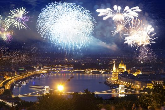 fireworks around Hungarian parliament-  New Year destination, Budapest