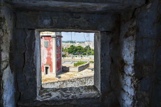 A picturesque view of the city of Corfu from the fortress of the Corfu town in Greece.