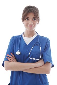 Young nurse portrait isolated on white background