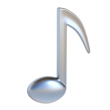 Metal music note 3D render illustration isolated on white background