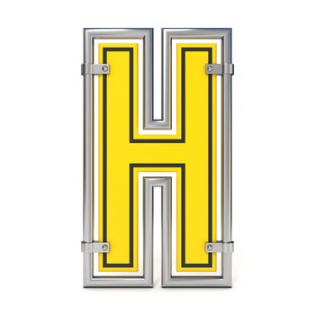 Framed traffic road sign FONT letter H 3D render illustration isolated on white background