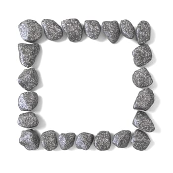 Frame made of rocks 3D render illustration isolated on white background