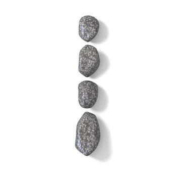 Font made of rocks LETTER I 3D render illustration isolated on white background