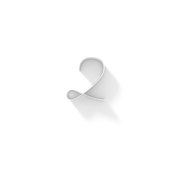 Long shadow handwritten font number TWO 2 3D render illustration isolated on white background