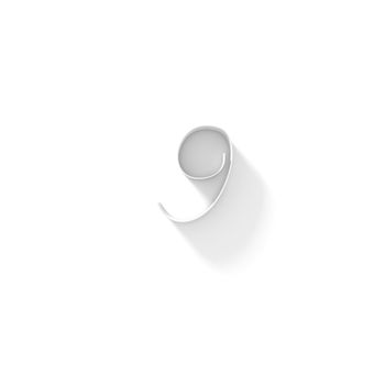 Long shadow handwritten font number NINE 9 3D render illustration isolated on white background