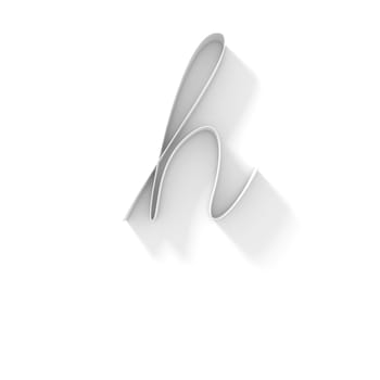 Long shadow handwritten font LETTER H 3D render illustration isolated on white background