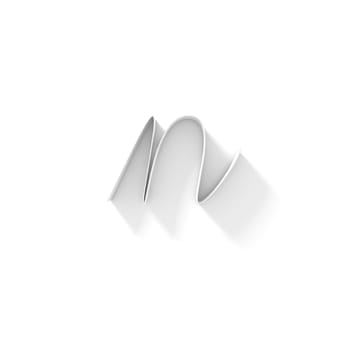Long shadow handwritten font LETTER N 3D render illustration isolated on white background