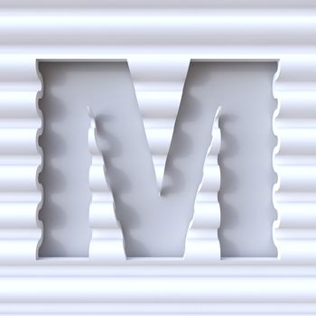 Cut out font in wave surface LETTER M 3D rendering illustration