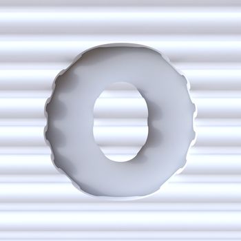 Cut out font in wave surface LETTER O 3D rendering illustration