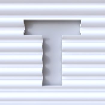 Cut out font in wave surface LETTER T 3D rendering illustration