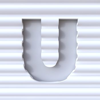 Cut out font in wave surface LETTER U 3D rendering illustration