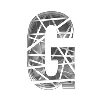Paper cut out font letter G 3D render illustration isolated on white background